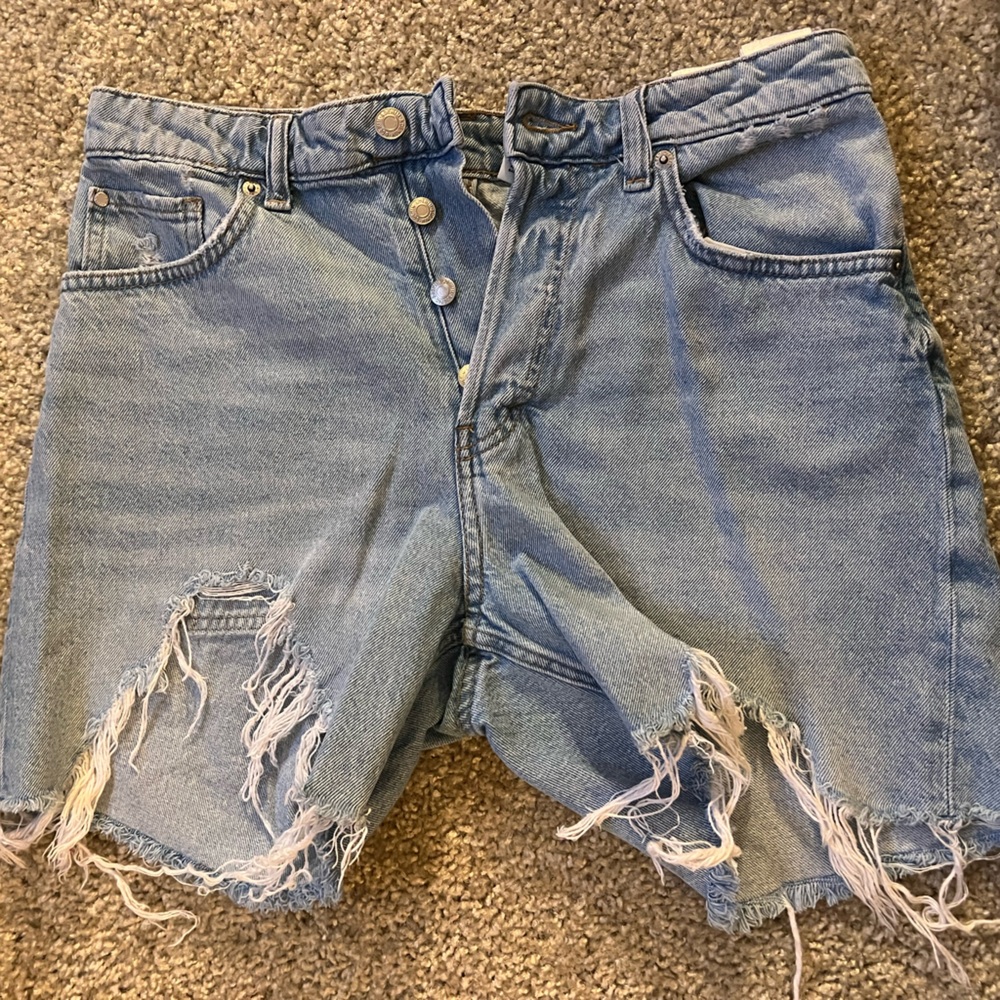 Distressed Blue Jean Shorts